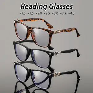 Men's Plastic Square Reading Glasses, High Quality Eyeglasses, 3 Pairs Classic Casual Fashion Frames, Simple Artistic Style, Versatile Japanese Design