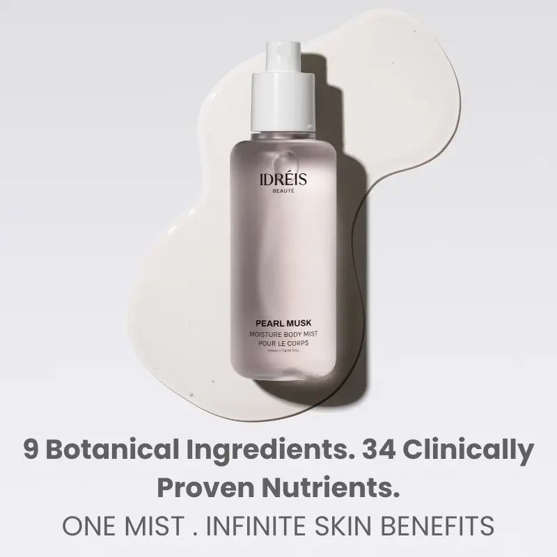 IDREIS BEAUTÉ Pearl Musk Bi-Phase Cellular Hydration Body Mist - Soft Powdery  Musk Scent with 9 Botanical Actives & 34 Clinically Proven Nutrients