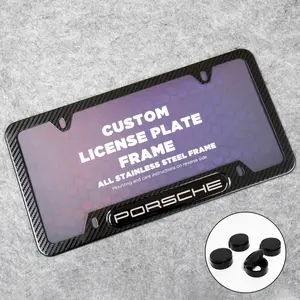 Front or Rear Carbon Fiber Texture License Plate Frame Protect Cover Fit Porsche Decorate Accessories Gifts