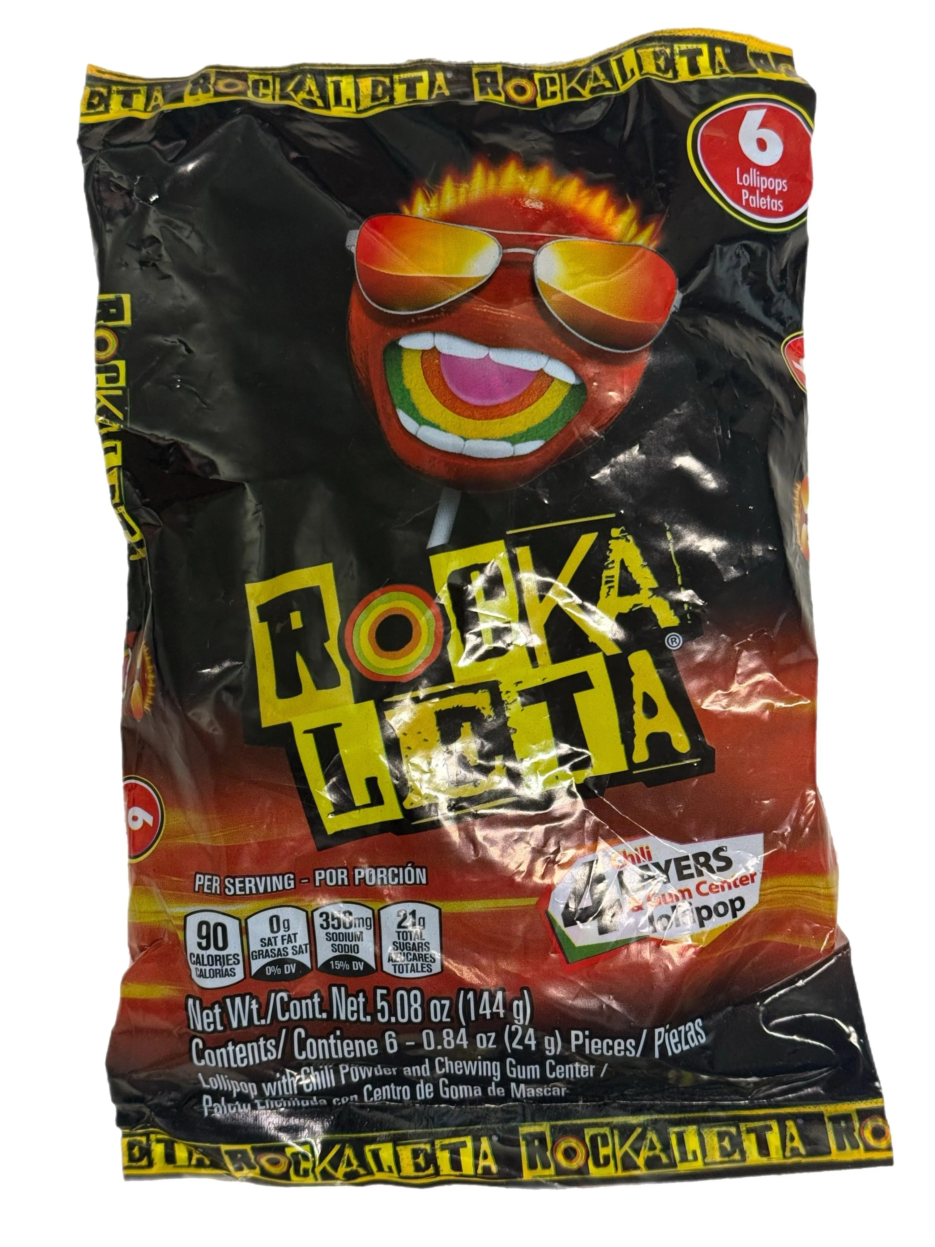 Rockaleta – 6 Count Chili Layers & Gum Center Lollipops – Mexican Chili Candy – 5.08 oz (144 g)