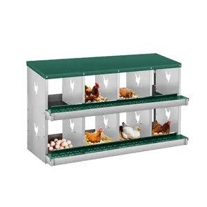 Garvee Ventilated Metal Chicken Nesting Box – 8 Compartments, Roll Away, Wall Mount, Easy Egg Collection, No Legs, Green (8 Compartments, No Legs)