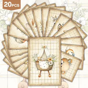 20pcs Vintage rural Style Forest animals Wall Art Set - Cute animals and floral Aesthetic Posters & Collage Kit For Retro Room Decor, Teen Dorms & Photo Displays, 3.94x5.91 Inches, Vintage Flower Print