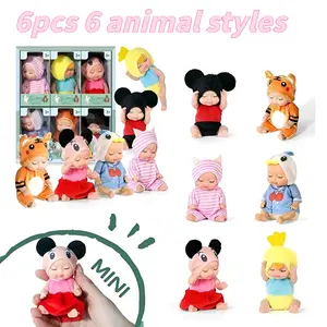 [High Quality Version] Classic Doll Set 6 Pcs Mini Girl Dolls| 4 Inch Cute Dolls with Animal Accessories| Dress-Up Doll Playset| Exquisite Gift Box for Girls, Easter & Birthday Presents