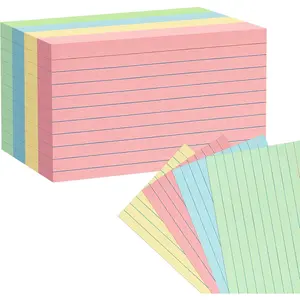 Colored Index Cards 5x8 100Pcs, Ruled Flashcards, 4 Color Notecards for Studying, Recipes, Memo Cards, Office Supply, DIY, Presentation