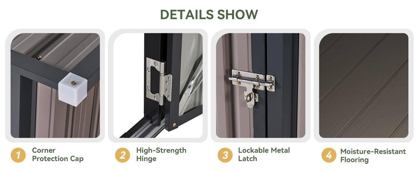 Aoxun 5x3 Waterproof Metal Outdoor Storage Shed, Lockable Doors, Adjustable Shelves, Floor Base, Sloping Roof, 54.33"w x 72.82"h x 29.1"d for Patio, Backyard, Water Resistant Aoxun 5x3 Waterproof Metal Outdoor Storage Shed, Lockable Doors, Adjustable Shelves, Floor Base, Sloping Roof, 54.33"w x 72.82"h x 29.1"d for Patio, Backyard, Water Resistant