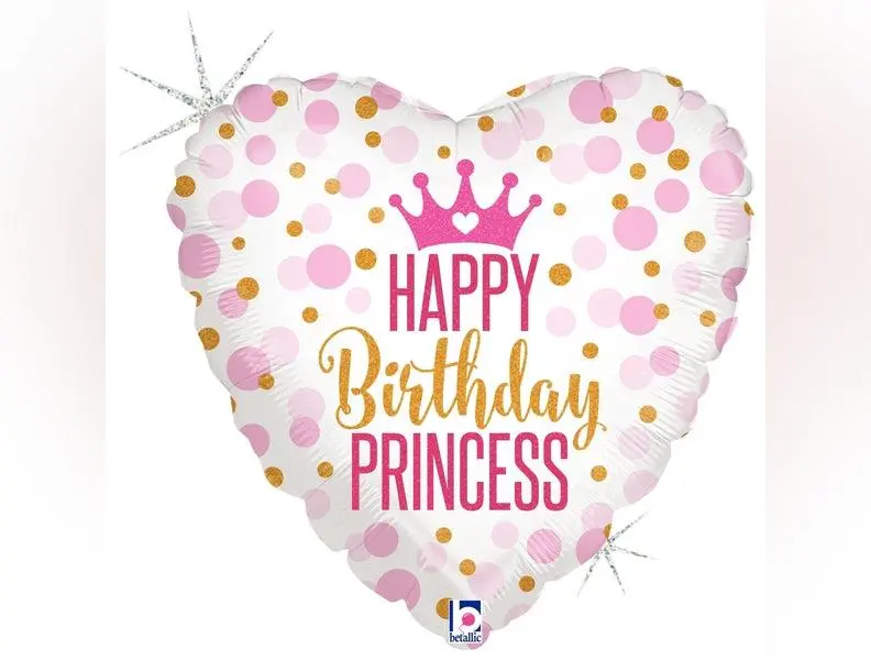 Glitter Happy Birthday Princess Balloon