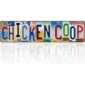 Vintage Chicken Coop Aluminium Metal Signs License Plate Street Signs Outdoor Chicken Decor Chicken Gifts For Chicken Lovers Chicken House Decor 16x4In N