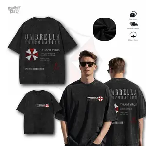 [Umbrella Corp] Resident Evil Oversized T-Shirt Y2K Video Game Vintage Graphic Tee,  Retro Acid Wash T-shirt, Unisex Streetwear Vibes, Gift For Game Lover