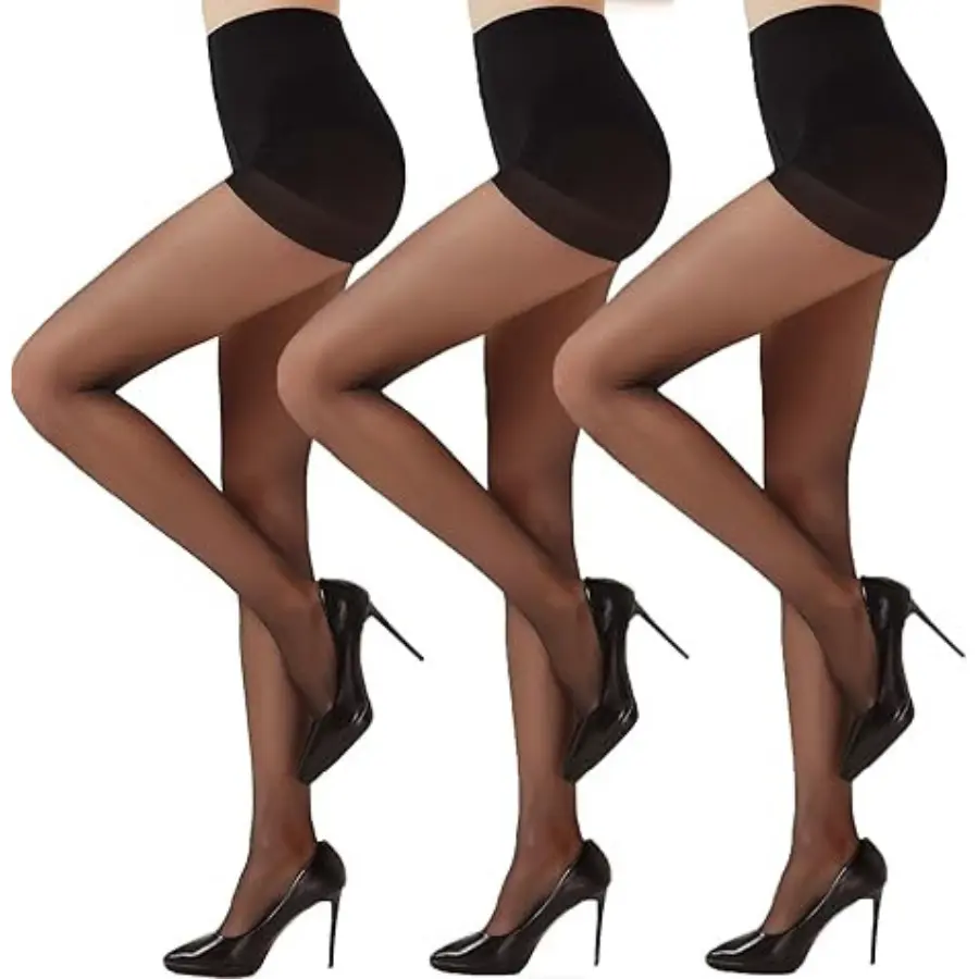 Women's Sheer Black Pantyhose, 3-Pack 20D Control Top Tights with Tear-Resistant Reinforced Toes, Extra Strength, Fit & Comfortable Soft Fabric for Everyday Style, Comfortable Soft Tights