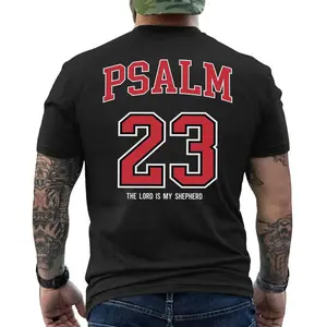 Christian Gym Shirt, Psalm 23 TShirt, Trendy Scripture Tee, Aesthetic Jesus Clothing, Vintage Sporty Faith Top, Religious Gift for Him, Short Sleeve Printed Graphic Shirt, Daily Casual Cotton Menswear