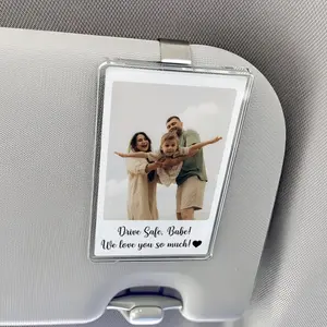 Custom Acrylic Sun Visor Picture Clip,Family Photo Car Visor Clip,Car Photo Decor Family Portrait Visor Clip,Drive Safe Dad Gift Fathers Day