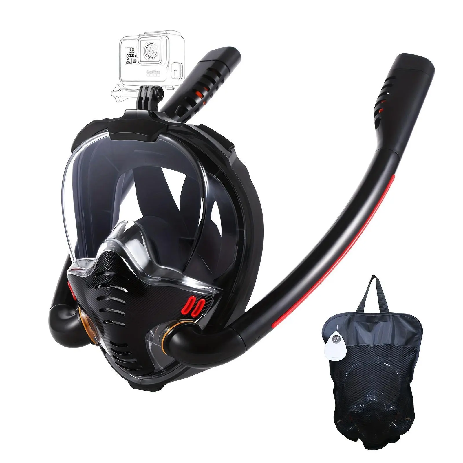 Full Face Snorkel Mask with Dry Top System & Anti-Leak Technology - 180° Panoramic HD View Suitable for Adults, Scuba, Snorkeling, Freediving, Mask for Men and Women