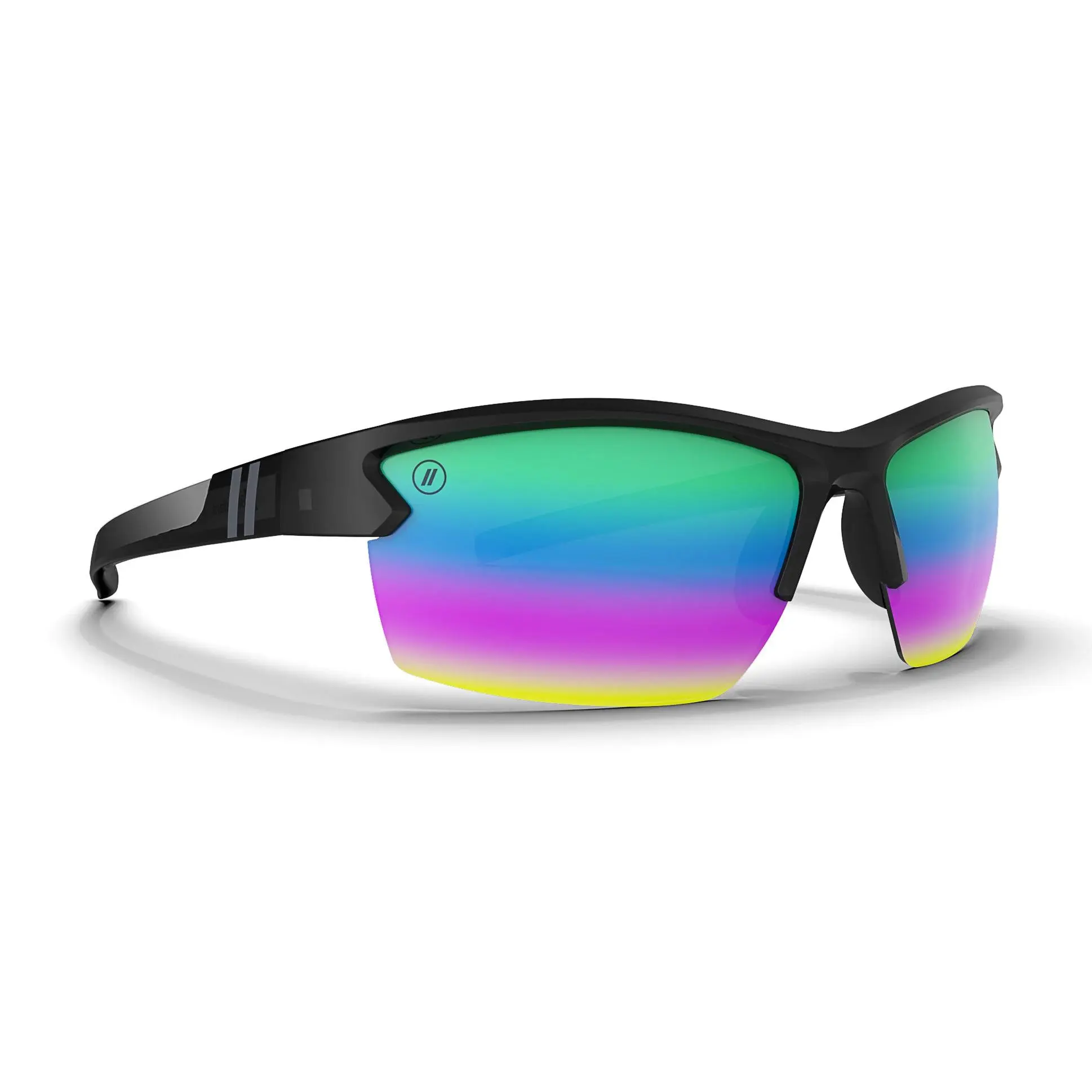 Blenders Chrome Black Orb Sunglasses – Polarized Smoke Mirror Lenses, 100% UV Protection, Scratch‑Resistant, Gloss Black Shield Frame, Wraparound Design