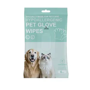 Pet Glove Wipes, Pet Cleaning Glove Wipes for Dogs & Cats, Infused with Coconut Oil, Hypoallergenic, Gentle, for Pet Dry Cleaning Spa-Like Care at Home, Daily Care and Travel-DBY