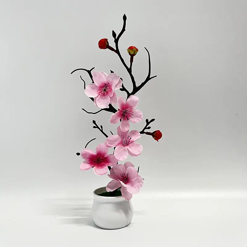 Artificial Plum Blossom Bonsai, With Flower Pot, High-Quality Realistic Plum Blossom And Cherry Blossom Design, Perfect For Decorating The Living Room, Bedroom, Study, Or Office