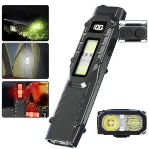 This is a rechargeable flat handheld flashlight, Portable flashlights, lightweight and convenient dual switch LED flashlight, digital power display, multiple light modes, for outdoor camping and emergency use, home essential, gift for outdoor enthusiasts
