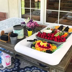 Inflatable Service Counter, Ice Self-Service Salad Tray, Food Beverage Rack, Indoor Outdoor BBQ Picnic Pool Party Supplies, Swimming Pool Portable
