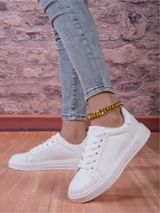 Women's Fashion Sneakers: Minimalist All-White, Comfortable & Versatile, Non-Slip Breathable, 4-Season Essential to Unlock Daily Stylish Outfits