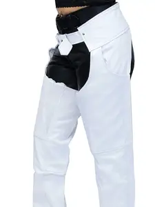 White Soft Leather Pocket Chaps W/Stretch Thigh #C949PSTW