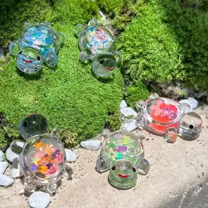 20pcs Luminous Mini Sea Turtle Statue,  Ocean Animal Themed Party Decor, Garden Micro Landscape DIY Bead Crafts, Ornaments, Turtle Designs, Interior Decoration Accessories, Decoration Figure, Resin Pastel Turtle