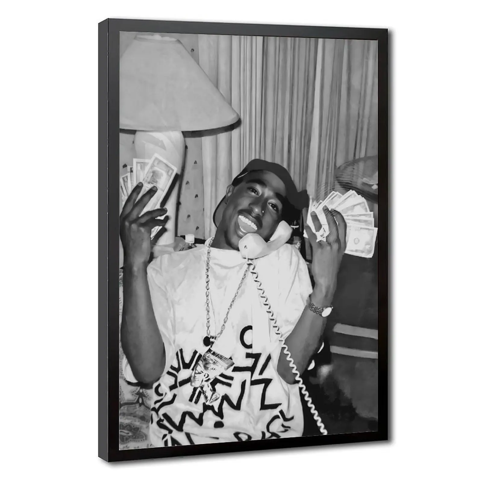 Tupac Shakur Street Photo, Hip Hop Legend Wall Decor, 90s Rap Icon Print, Black & White Urban Themed