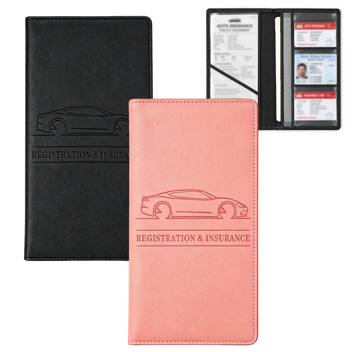 Car Document Holder, Vehicle Paperwork Wallet, Auto ID Card Organizer for Car Interior Storage, Portable Vehicle Accessories for Men & Women