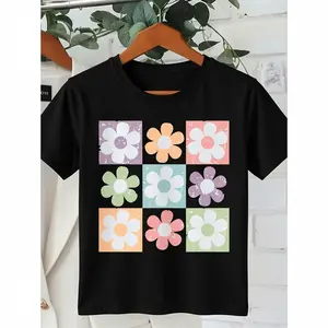 Women'S Floral Print T-Shirt - Soft, Breathable, Casual Round Neck Tee with Vibrant Pastel Flower Design for Spring/ Summer Outdoor Activities, Ladies T Shirts