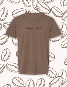 Jesus + Coffee Embroidered Comfort Colors Tee