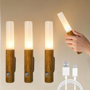 Wireless magnetic LED night light with Type-C charging, 3 color temperatures, compact & portable. Handheld or wall-mounted on any magnetic surface. Ideal for bedrooms, TV walls, stairwells, hallways, cabinets—perfect decorative lighting.