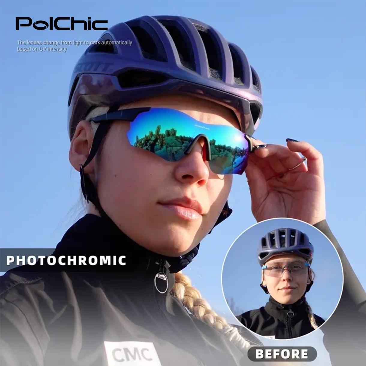 Photochromic Cycling Sunglasses: Auto-adapts to light, fits the face securely without slipping, for safe and comfortable cycling