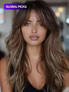 24 Inch Long Layered Cut Wigs for Women, Gorgeous Fluffy Wigs, Synthetic Full Machine Wigs for Party, Daily Use, Synthetic Material Wigs