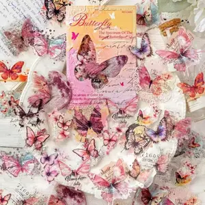3D Decorative Stickers, Color Ink Butterfly Guide, Vintage Watercolor Collage, Waterproof Material, DIY Journal Decoration