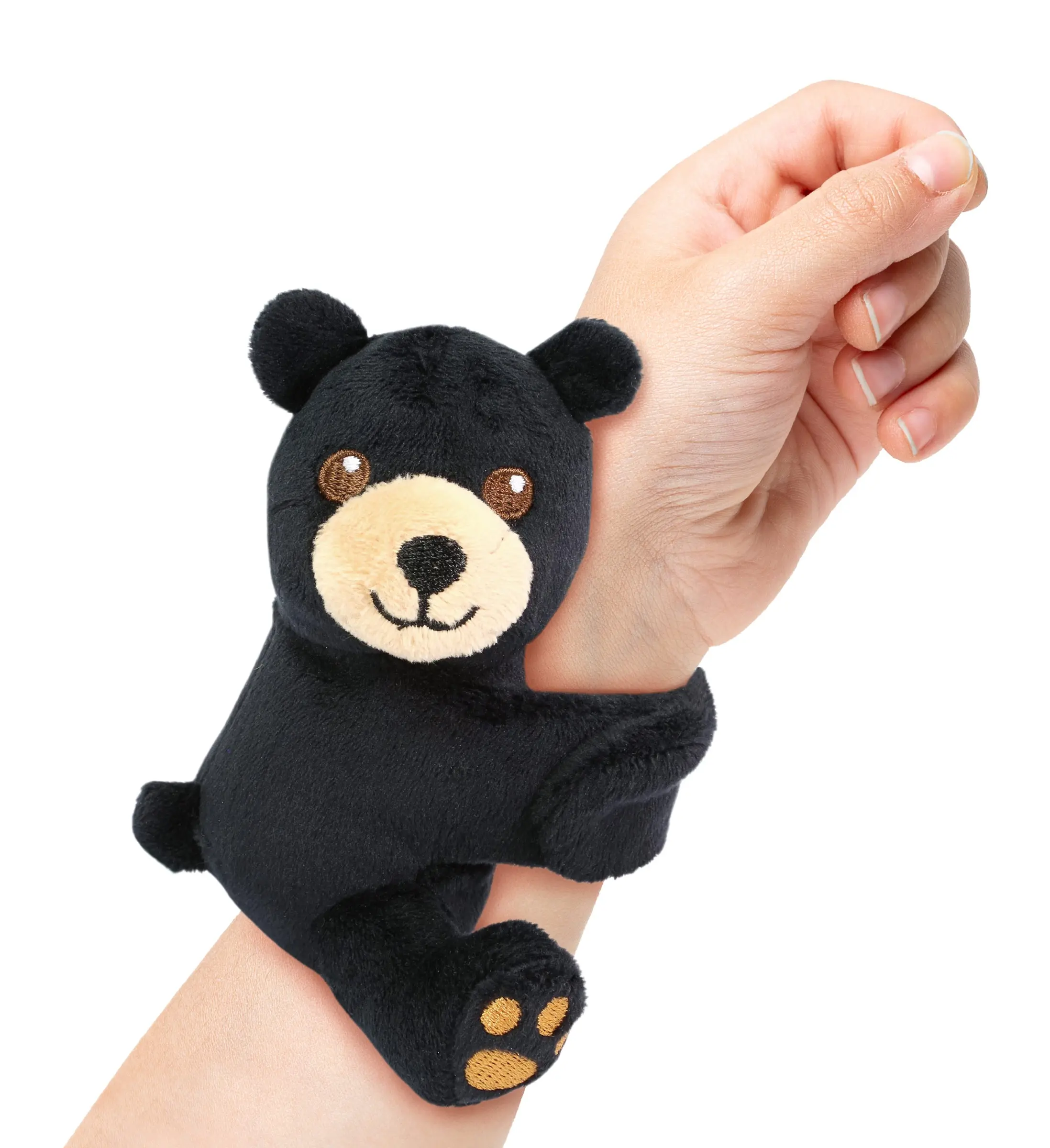 SLAP BRACELET PLUSH - BLACK BEAR, Kids Bracelet, Stuffed Animal Bracelet, Plush Material