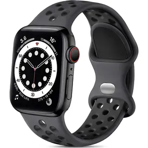 Compatible with Apple Watch Band 44mm 45mm 46mm 42mm 49mm Men Women,Soft Silicone Breathable Sport Bands Compatible for Apple Watch Ultra 2 Band SE iWatch Series 10 9 8 7 6 5 4 3 2 1 Black Wearable