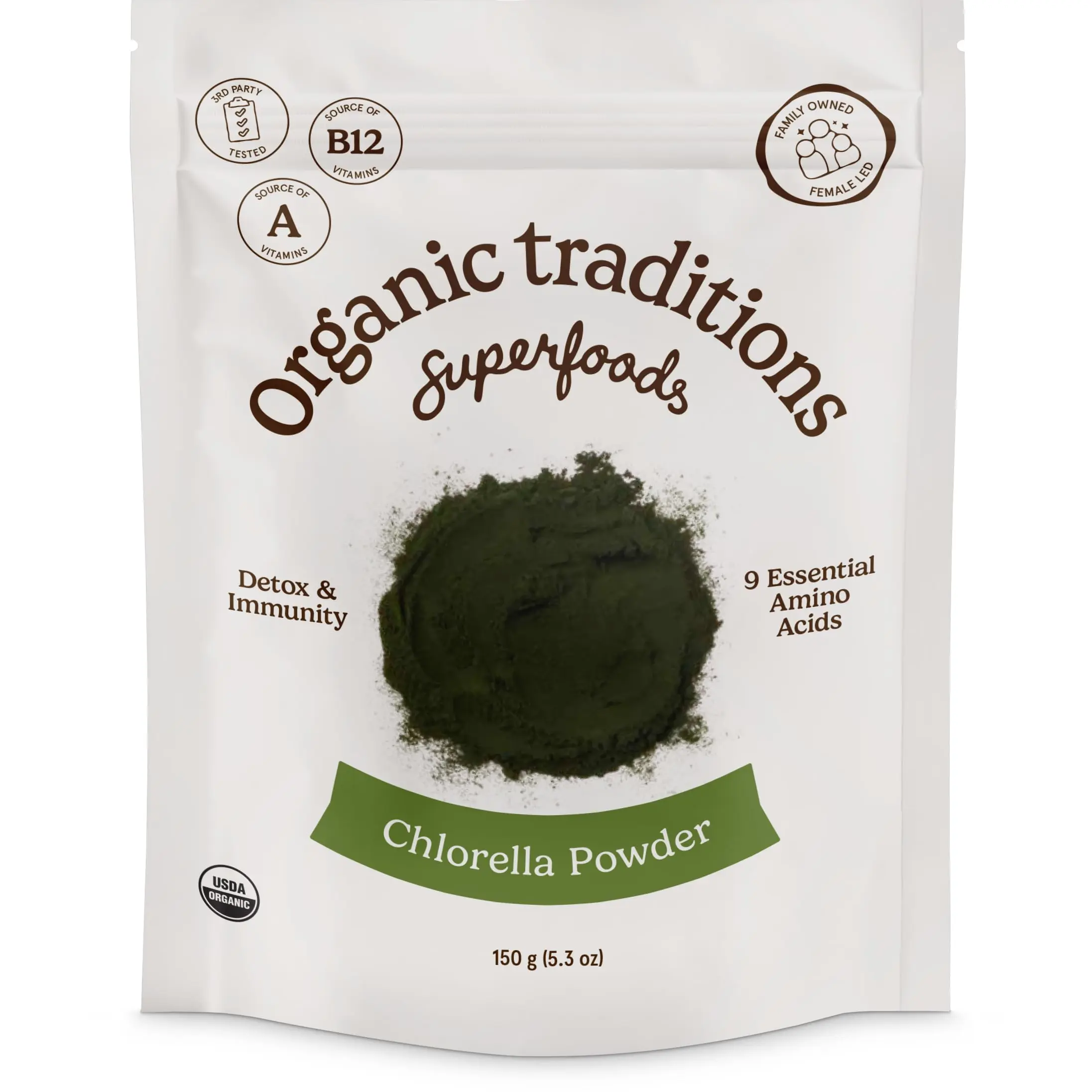 Organic Traditions Organic Chlorella Powder 5.3oz (150g) Vegan Non-GMO Superfood