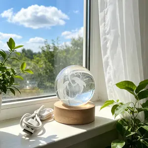 3D Dolphin Crystal Ball Colorful Night Light, Birthday Gift for Girlfriend, Classmate, Wife, Christmas, Valentine's Day Present