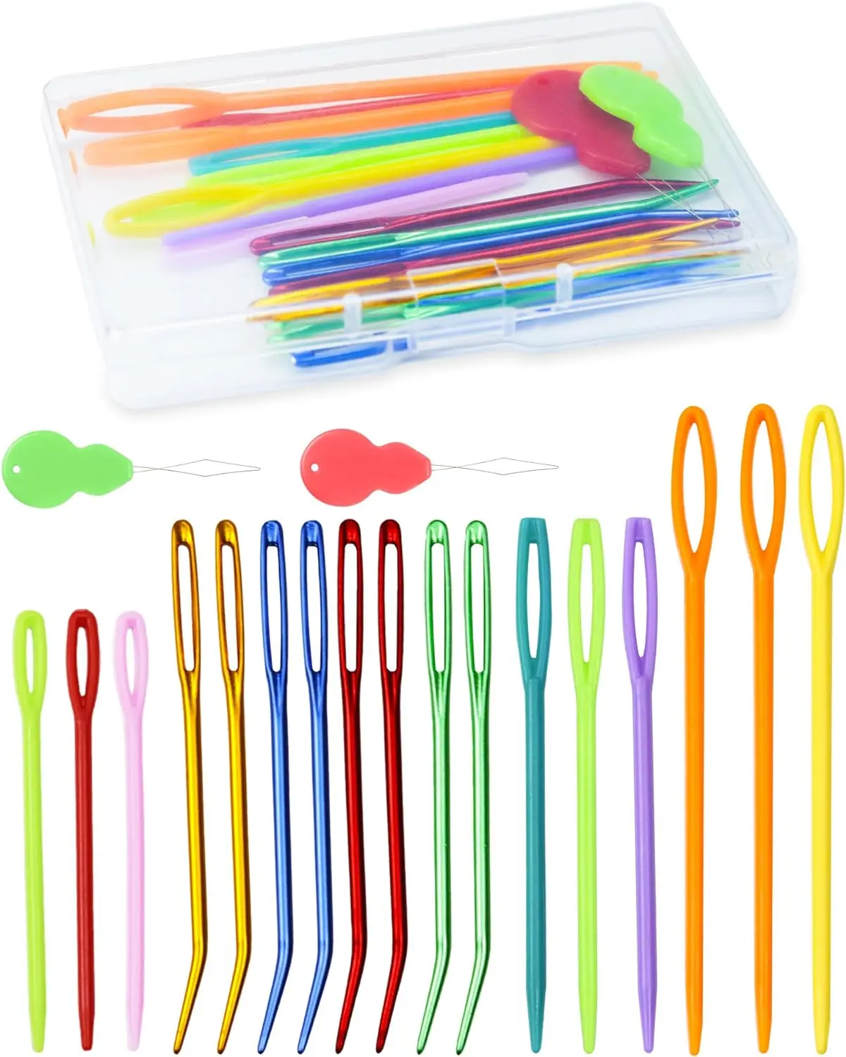 Yarn Needles Set, 19 Pcs, Assorted Yarn Needles Bent Tapestry Needle Weaving Needle Darning Needles Plastic Needles Large Eye Blunt Knitting Needles for Sewing Crochet 03