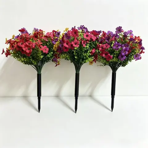 3-Piece Realistic Artificial Hydrangea, Daisy, Pansy Flower Set, Artificial Flower Decorations, Multicolor Decorative Flowers with Ground Stake, Ideal for Home, Hotel, Wedding, Outdoor Garden, Floral Decoration