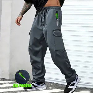 Men’s outdoor casual multi-pocket long pants for all seasons, featuring large patch pockets and zippered pockets; lightweight straight-leg cargo pants suitable for everyday wear, sports, and workouts. skin-friendly smooth soft fabric suitable