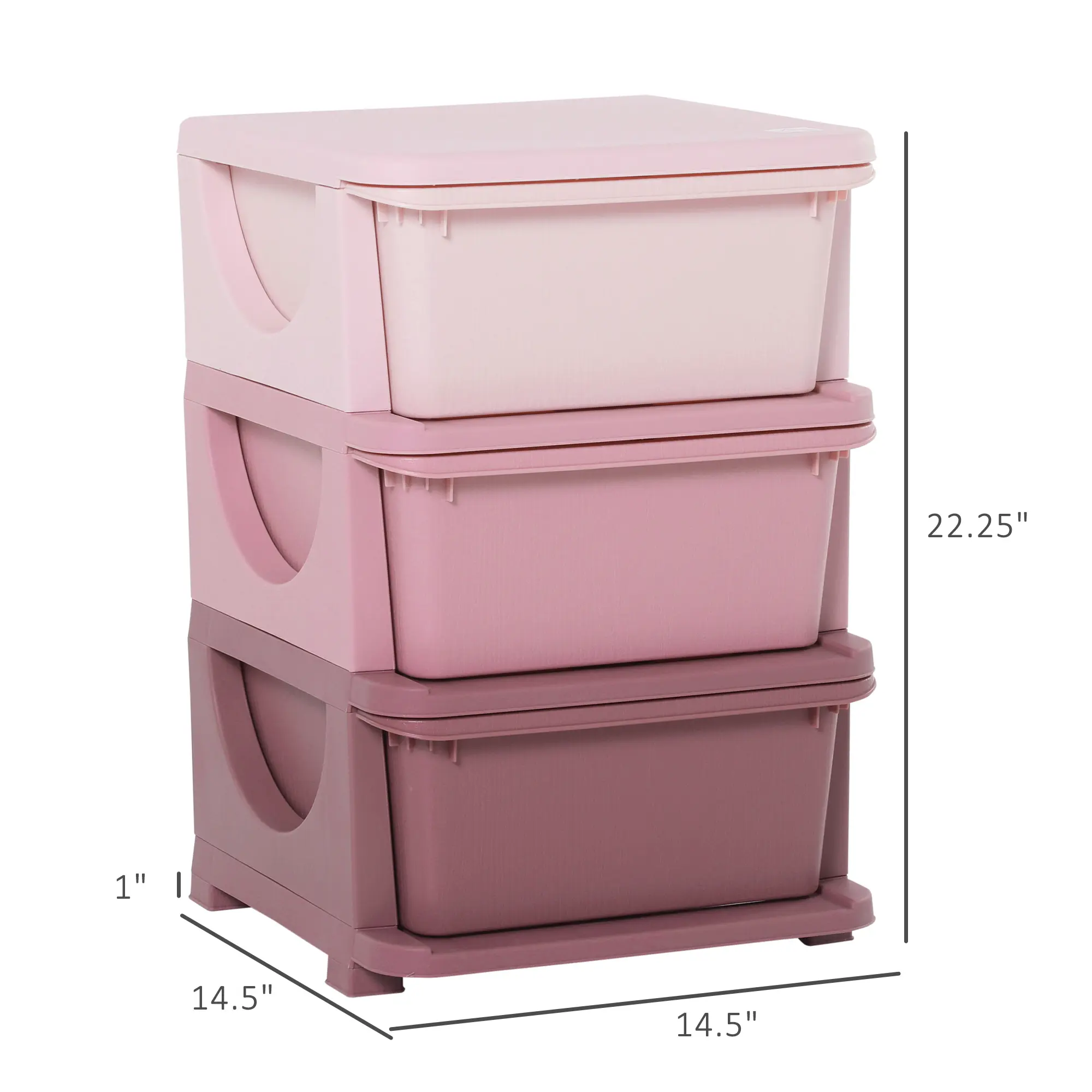 3 Tier, 3 Drawers, Pink