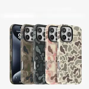 Magnetic Camouflage Pattern Phone Case for iPhone 17/16/15/14/13/12/11 Pro Max & Plus, Premium Anti-Fingerprint Dual Layer Heavy Duty Shockproof Protective Cover