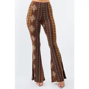 Bear Dance Boho Baroque Skinny Brushed Pants - Brown
