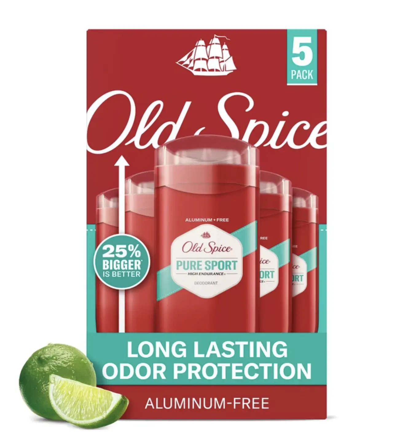 Old Spice High Endurance Deodorant, 48-Hr. Protection, Pure Sport, 3.0 oz., 5 pk.