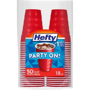 Disposable Red Plastic Party Cups for Large Gatherings and Easy Cleanup 18 Ounce 50 Count Ideal for BBQs Birthdays Parties