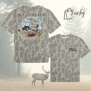Marshall On Da Course Tee Dirty Marsh Outfitters Backshore Bottomland Washed Out Mossy Oak Camo Cotton T Shirt, Men’s Camo Hunting Tee, Lightweight Outdoor Shirt | Deer Forest Graphic T-Shirt for Men, Gift for Fan, Father's Day, Mother's Day