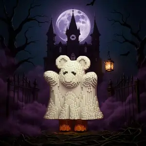 2300pcs Halloween Skull Lucky Bear 3D Puzzle Building Blocks Creative Decoration, Birthday/halloween/festive Gift, Perfect for Personal Use