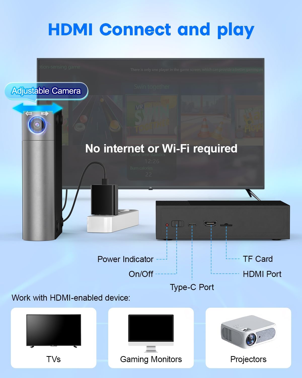 Plug & Play TV Game Box for Kids - 28 Interactive AR Games. No Internet/WiFi Needed. Safe Family Fun & Motion Control (Ages 6-12)