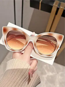 Trendy Tortoiseshell Cat Eye Frame Glasses, Vintage Casual Full Rim Glasses for Women, Fashion Accessories for Everyday Use and Outdoor Activities, Trendy Beach Eyewear