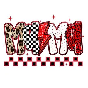 Mama Red, Leopard and Black Direct To Film Print, DTF Print, Ready To Press Print For T-Shirts