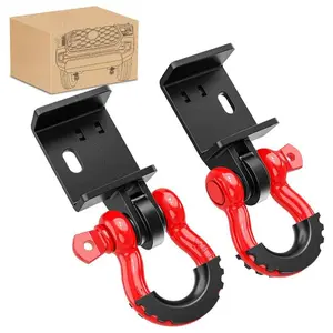 (2 Pack)  Front Tow Hook Mounting Bracket with 3/4" D-Ring Shackle Fit for 2009-2016 2017 2018 2019 2020 2021 2022 2023 Toyota Tacoma, with 7/8" Screw Pin and Isolator Rubber Washers Parts Heavy Duty Tension Rope